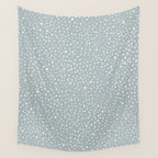 Minimal Painted Smudge Dots Pattern in Light Blue Gray and Cream Wall Tapestry Gallery Image 4