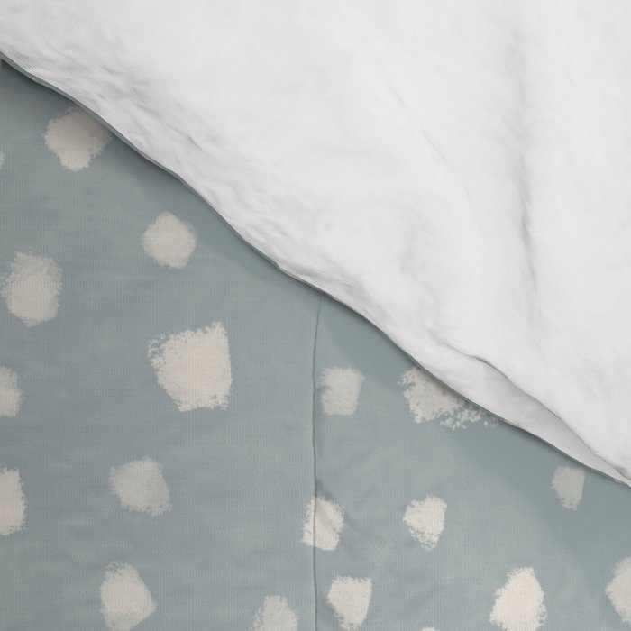 Minimal Painted Smudge Dots Pattern in Light Blue Gray and Cream Comforter Gallery Image 4