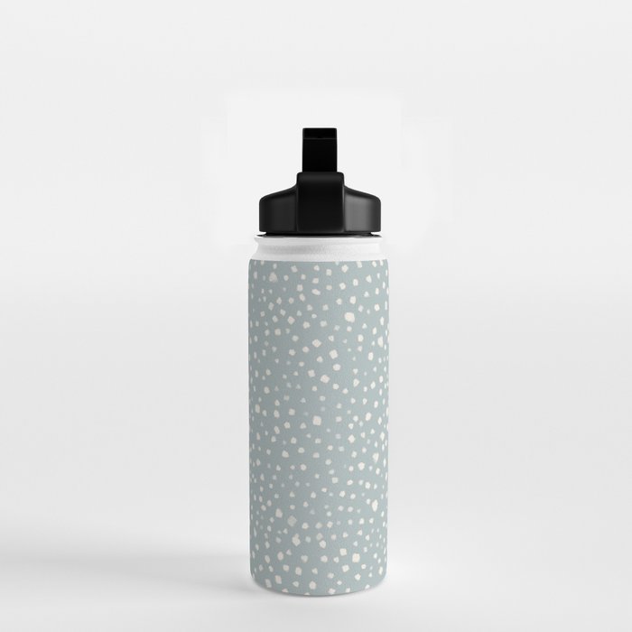 Minimal Painted Smudge Dots Pattern in Light Blue Gray and Cream Water Bottle Gallery Image 2