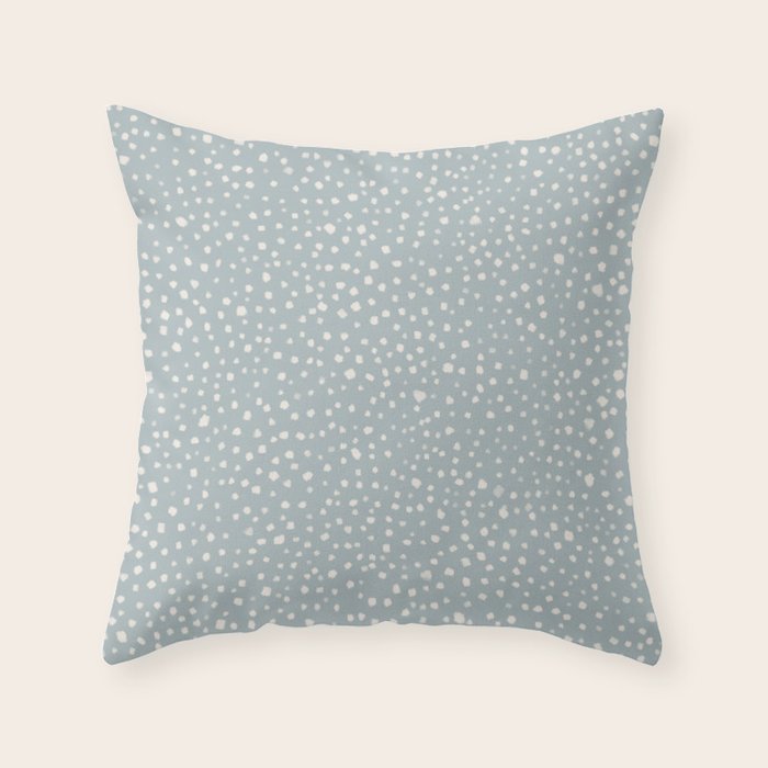 Minimal Painted Smudge Dots Pattern in Light Blue Gray and Cream Throw Pillow Gallery Image 6