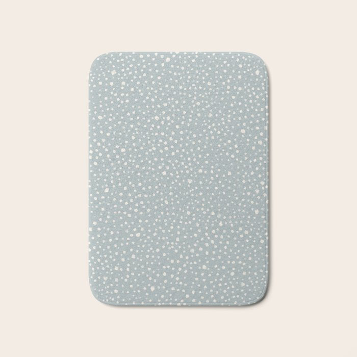 Minimal Painted Smudge Dots Pattern in Light Blue Gray and Cream Bath Mat Gallery Image 1