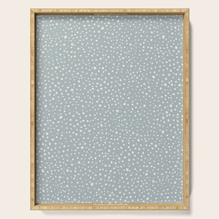 Minimal Painted Smudge Dots Pattern in Light Blue Gray and Cream Serving Tray Gallery Image 1