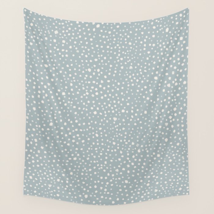 Minimal Painted Smudge Dots Pattern in Light Blue Gray and Cream Wall Tapestry Gallery Image 1