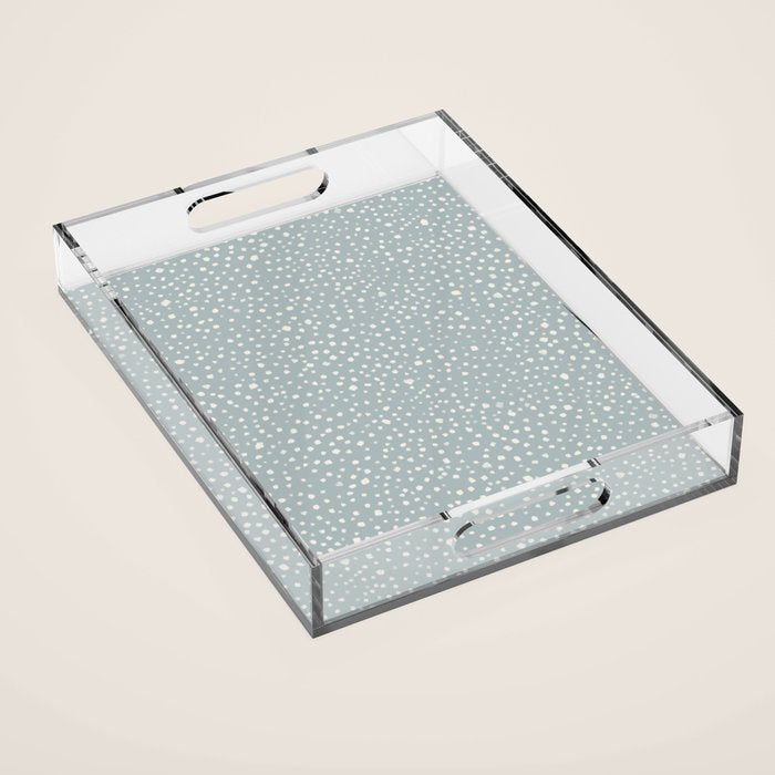 Minimal Painted Smudge Dots Pattern in Light Blue Gray and Cream Acrylic Tray Gallery Image 1