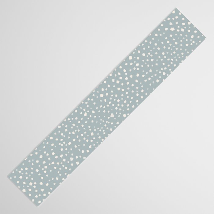 Minimal Painted Smudge Dots Pattern in Light Blue Gray and Cream Table Runner Gallery Image 3