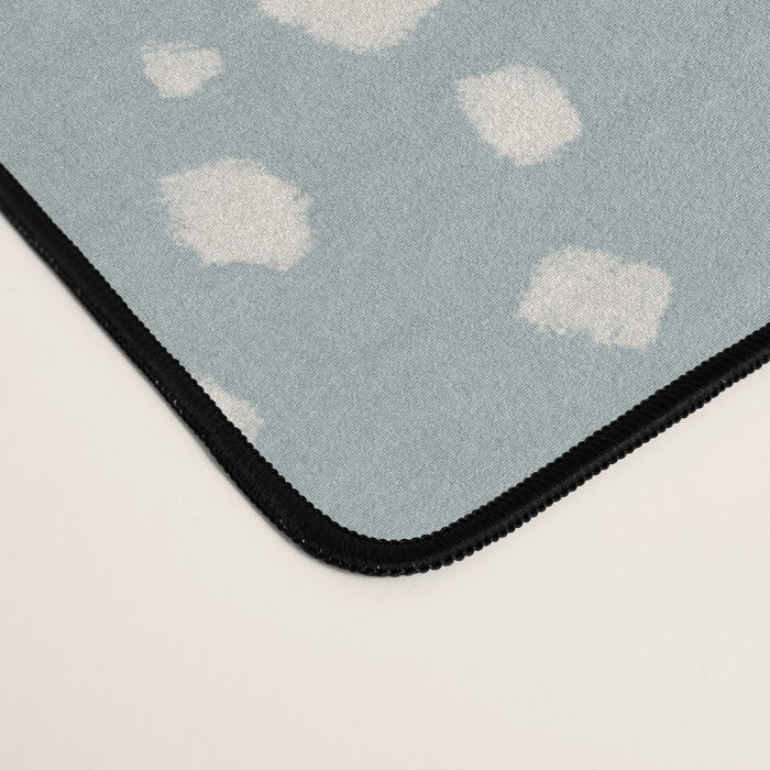 Minimal Painted Smudge Dots Pattern in Light Blue Gray and Cream Desk Mat Gallery Image 4