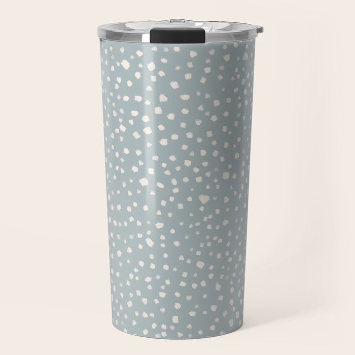 Minimal Painted Smudge Dots Pattern in Light Blue Gray and Cream Travel Mug Gallery Image 1