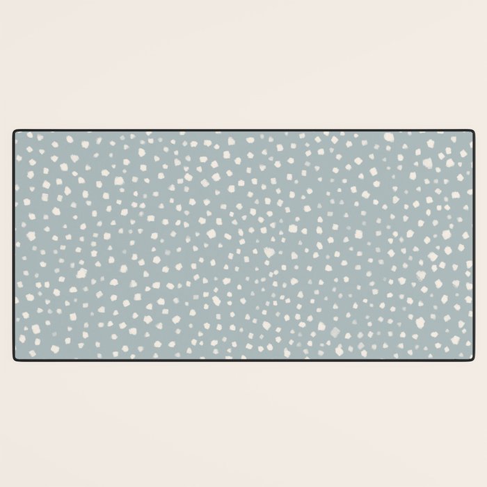 Minimal Painted Smudge Dots Pattern in Light Blue Gray and Cream Desk Mat Gallery Image 3