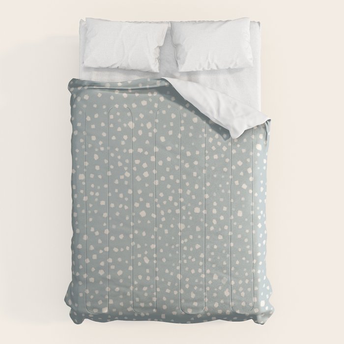 Minimal Painted Smudge Dots Pattern in Light Blue Gray and Cream Comforter Gallery Image 1
