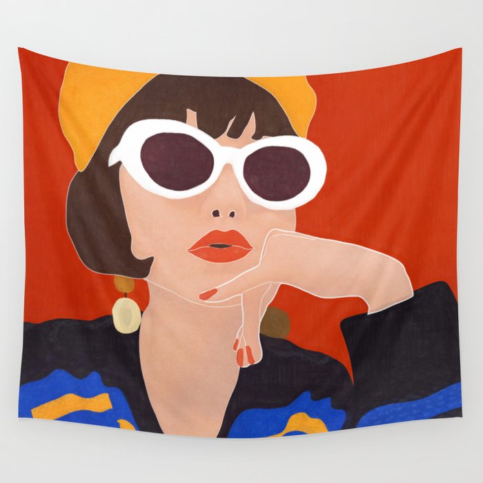Colorful Woman Portrait Wall Tapestry Gallery Image 1