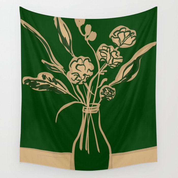 Minimalist Flowers In A Vase 6 Wall Tapestry Gallery Image 1