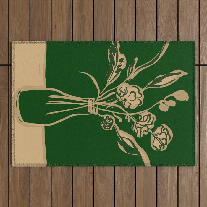 Minimalist Flowers In A Vase 6 Outdoor Rug Gallery Image 1
