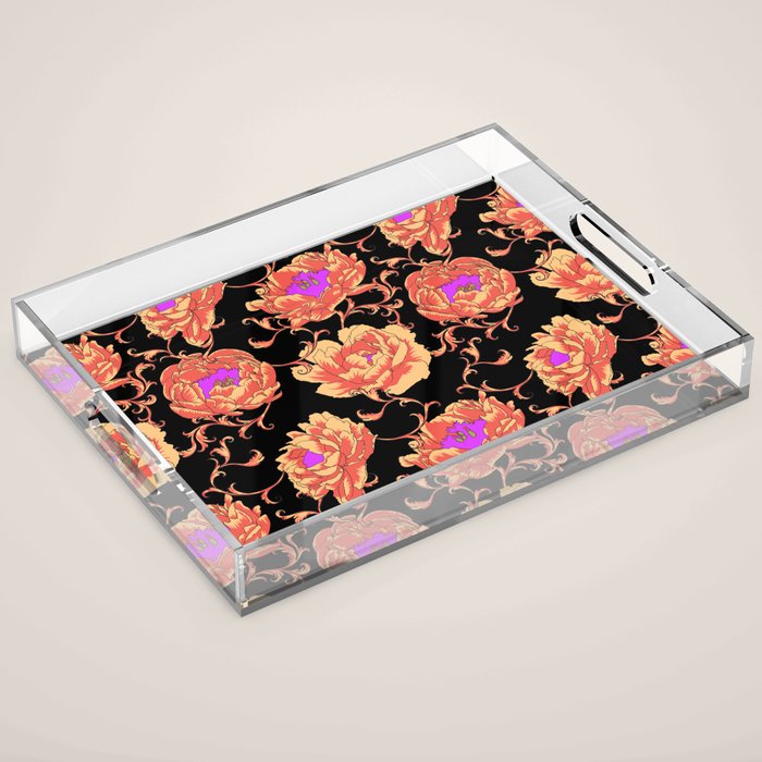 Romantic Vintage Peonies Acrylic Tray Gallery Image 1