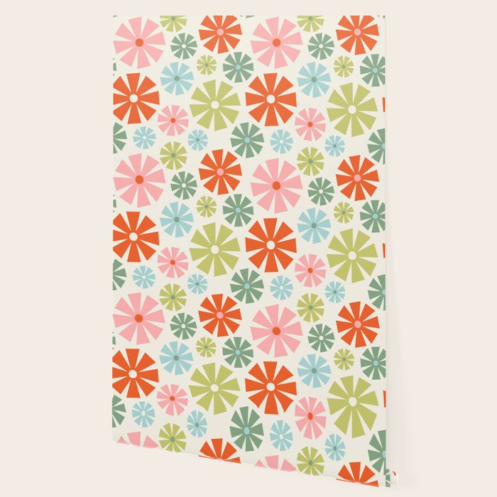 Retro Pinwheel Snowflakes - Holiday Colors Wallpaper Gallery Image 2