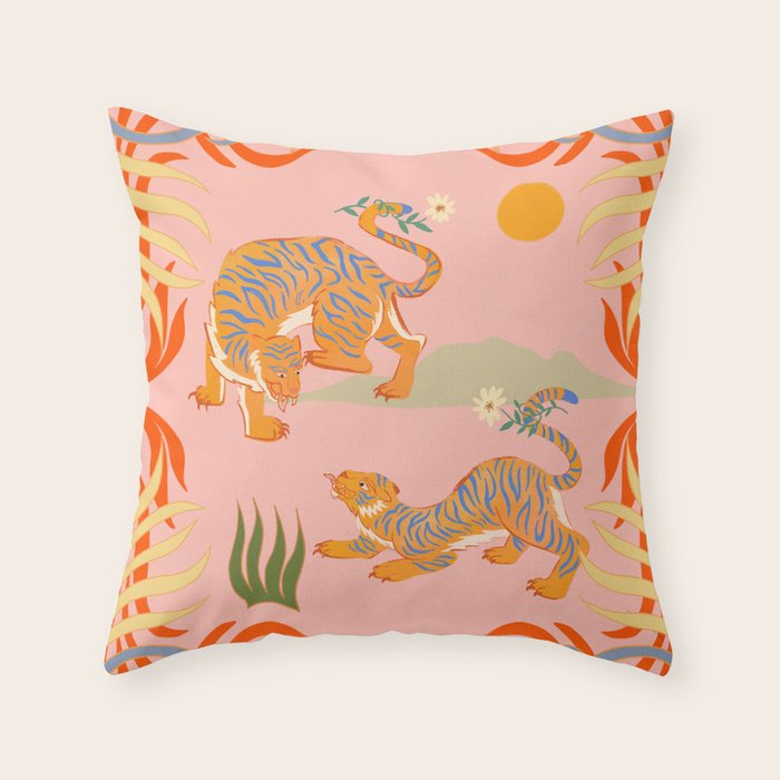 Rawring Playmates Throw Pillow Gallery Image 6