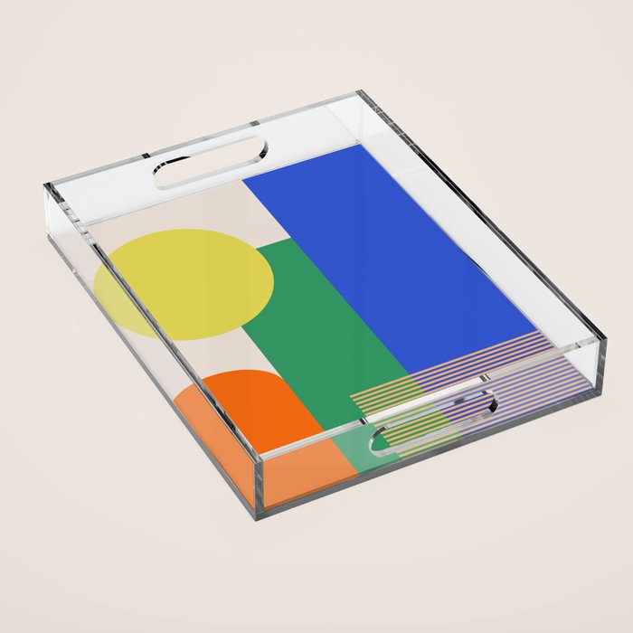 Colorful Abstract Geometric Modern Art Acrylic Tray Gallery Image 1