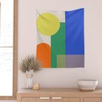 Colorful Abstract Geometric Modern Art Wall Tapestry Gallery Image 2