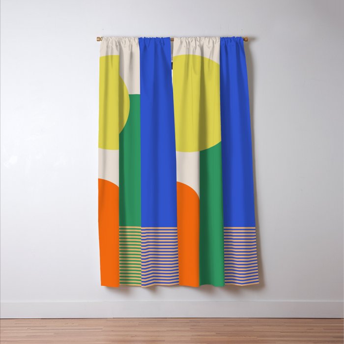 Colorful Abstract Geometric Modern Art Window Curtain Gallery Image 3