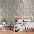 Modern, Boho, Floral Prints, Beige, Gray and White Wallpaper Gallery Image 3