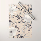 Modern, Boho, Floral Prints, Beige, Gray and White Wrapping Paper Gallery Image 1
