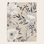 Modern, Boho, Floral Prints, Beige, Gray and White Poster Gallery Image 4