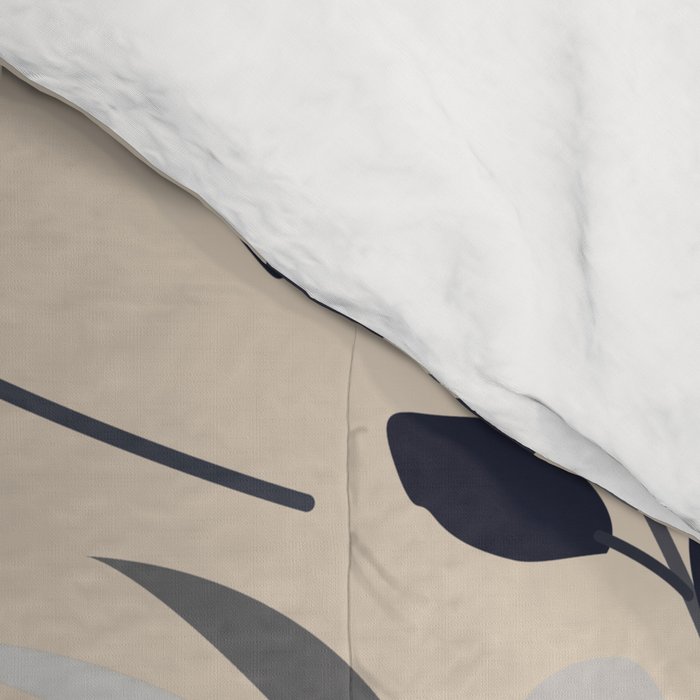 Modern, Boho, Floral Prints, Beige, Gray and White Comforter Gallery Image 4