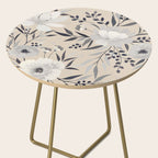 Modern, Boho, Floral Prints, Beige, Gray and White Side Table Gallery Image 2