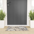 Modern, Boho, Floral Prints, Beige, Gray and White Welcome Mat Gallery Image 3