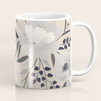 Modern, Boho, Floral Prints, Beige, Gray and White Coffee Mug Gallery Image 1