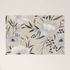 Modern, Boho, Floral Prints, Beige, Gray and White Welcome Mat Gallery Image 1