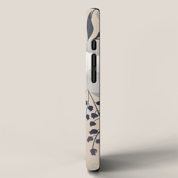 Modern, Boho, Floral Prints, Beige, Gray and White iPhone Case Gallery Image 2