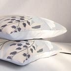 Modern, Boho, Floral Prints, Beige, Gray and White Pillow Sham Gallery Image 3