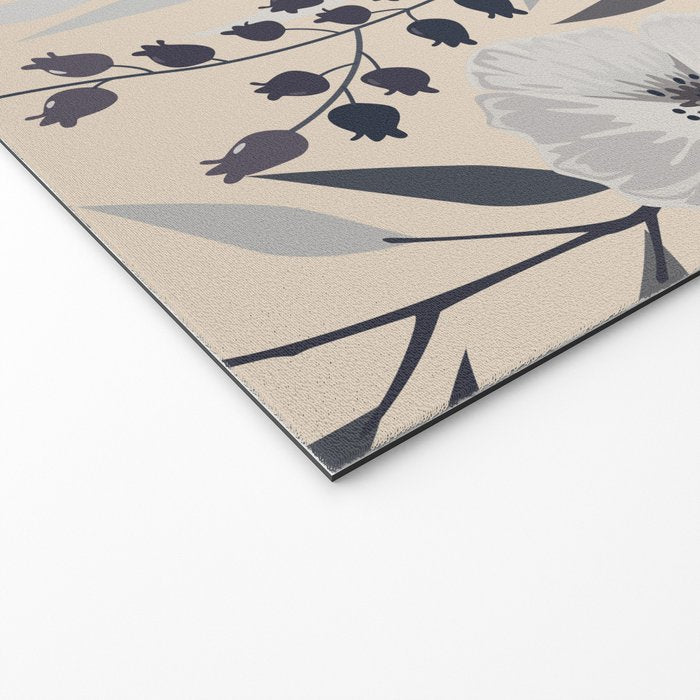 Modern, Boho, Floral Prints, Beige, Gray and White Welcome Mat Gallery Image 2
