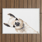 Sneaky Llama White Outdoor Rug Gallery Image 1