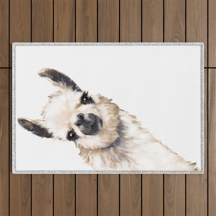 Sneaky Llama White Outdoor Rug Gallery Image 1
