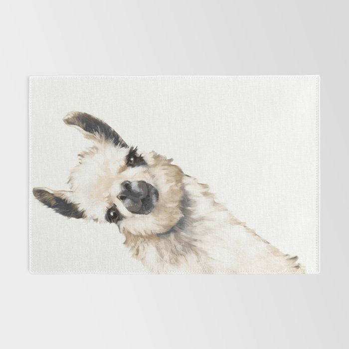 Sneaky Llama White Rug Gallery Image 2