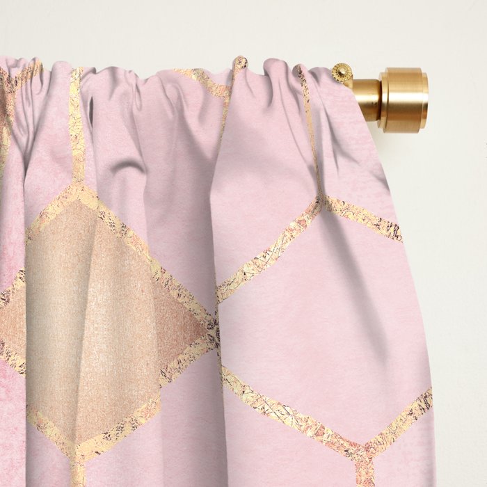 Pink And Grey Gradient Cubes Window Curtain Gallery Image 2