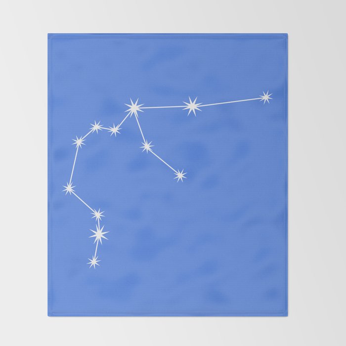 Aquarius Zodiac Star Constellation Line Art Bright Blue Throw Blanket Gallery Image 2