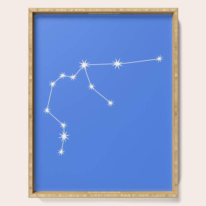 Aquarius Zodiac Star Constellation Line Art Bright Blue Serving Tray Gallery Image 1