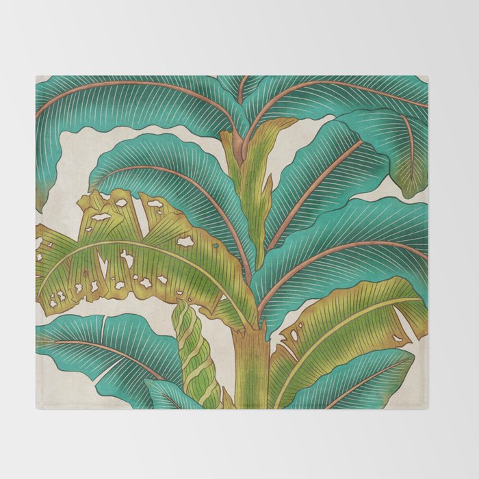 PlantainTree A : Minhwa-Korean traditional/folk art Throw Blanket Gallery Image 2