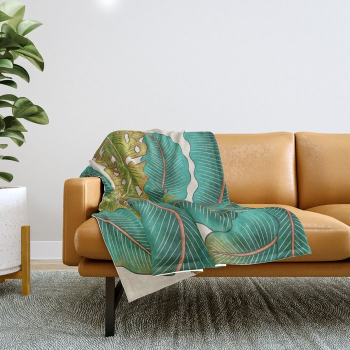 PlantainTree A : Minhwa-Korean traditional/folk art Throw Blanket Gallery Image 1