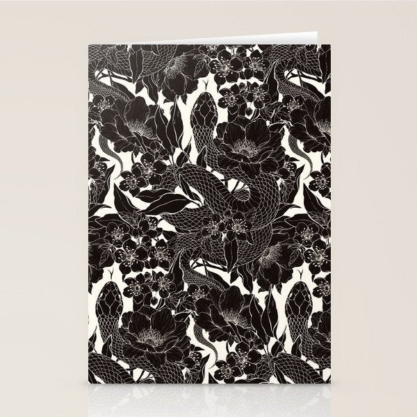 Enchanted Snake Block Print Stationery Card Gallery Image 1