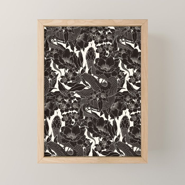 Enchanted Snake Block Print Mini Art Print Gallery Image 1