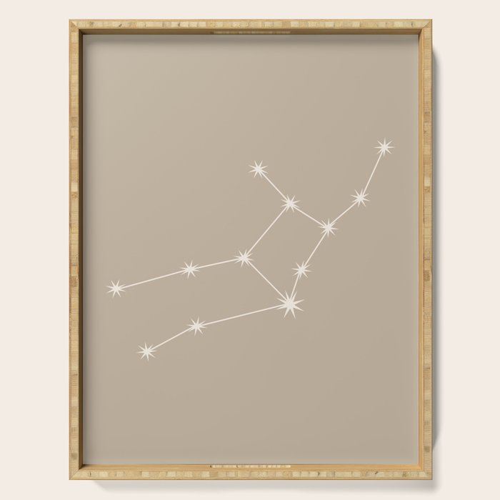 Virgo Zodiac Star Constellation Line Art Beige Serving Tray Gallery Image 1