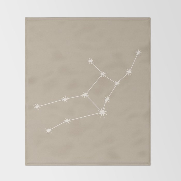 Virgo Zodiac Star Constellation Line Art Beige Throw Blanket Gallery Image 2