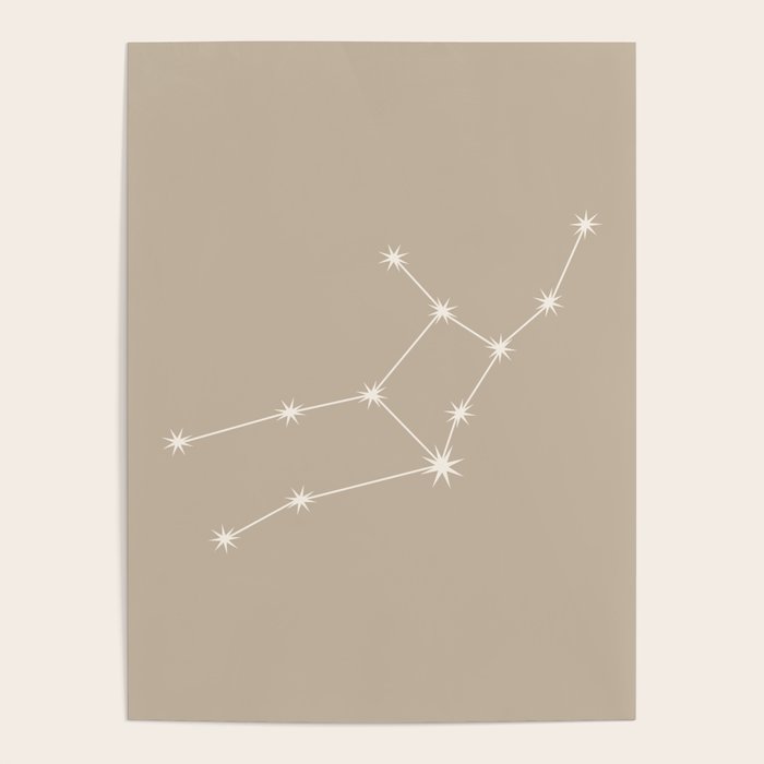 Virgo Zodiac Star Constellation Line Art Beige Poster Gallery Image 4