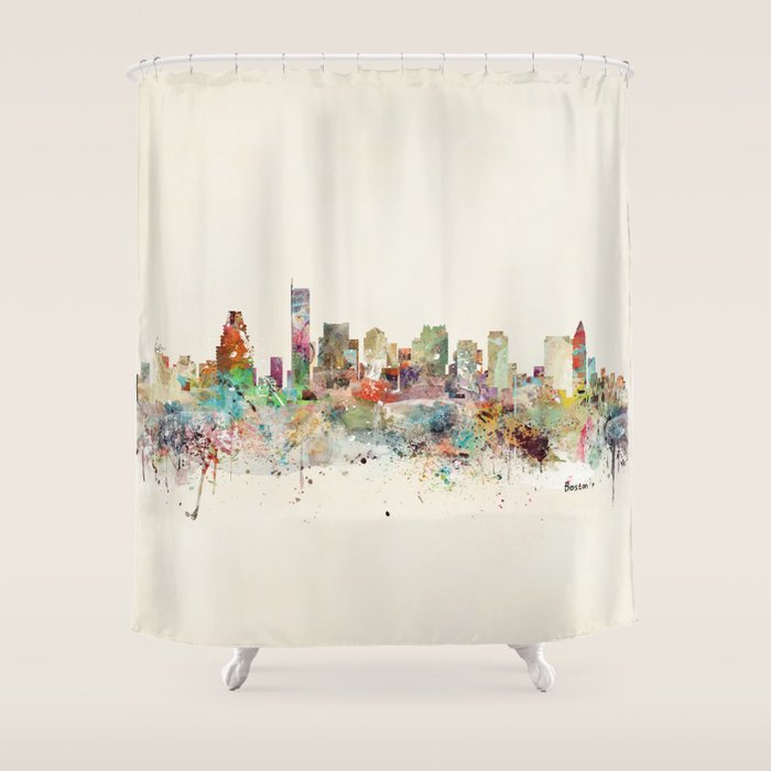 Boston Massachusetts Skyline Shower Curtain Gallery Image 1