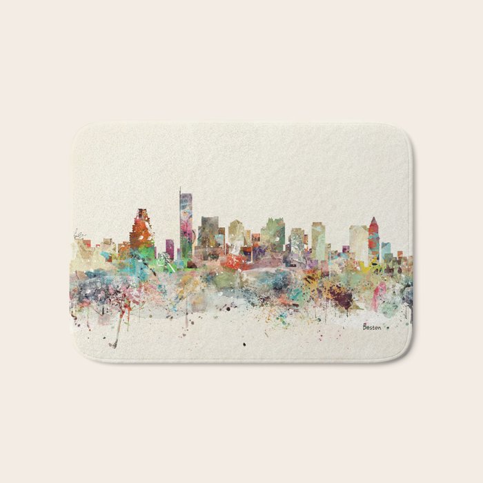 Boston Massachusetts Skyline Bath Mat Gallery Image 1