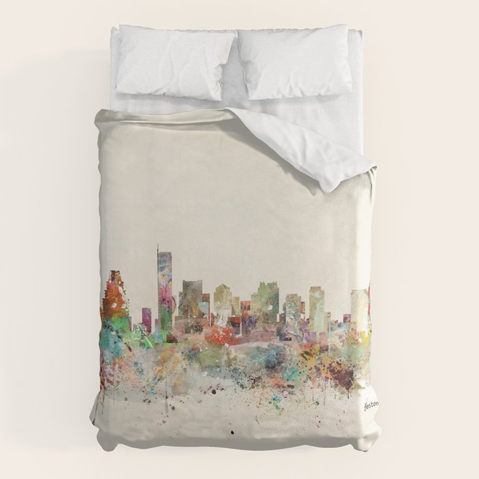 Boston Massachusetts Skyline Duvet Cover Gallery Image 6