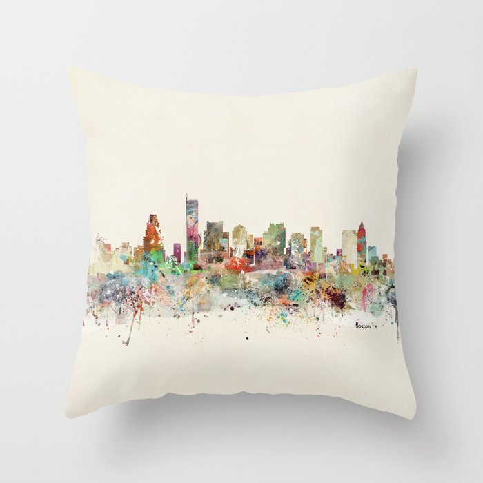Boston Massachusetts Skyline Throw Pillow Gallery Image 6
